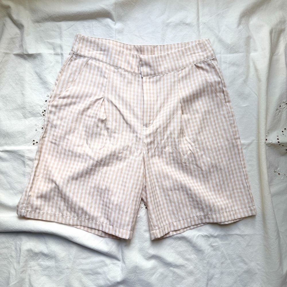 Pleated High Waist Gingham Shorts 8 Check Plaid Preppy Cottagecore Coastal